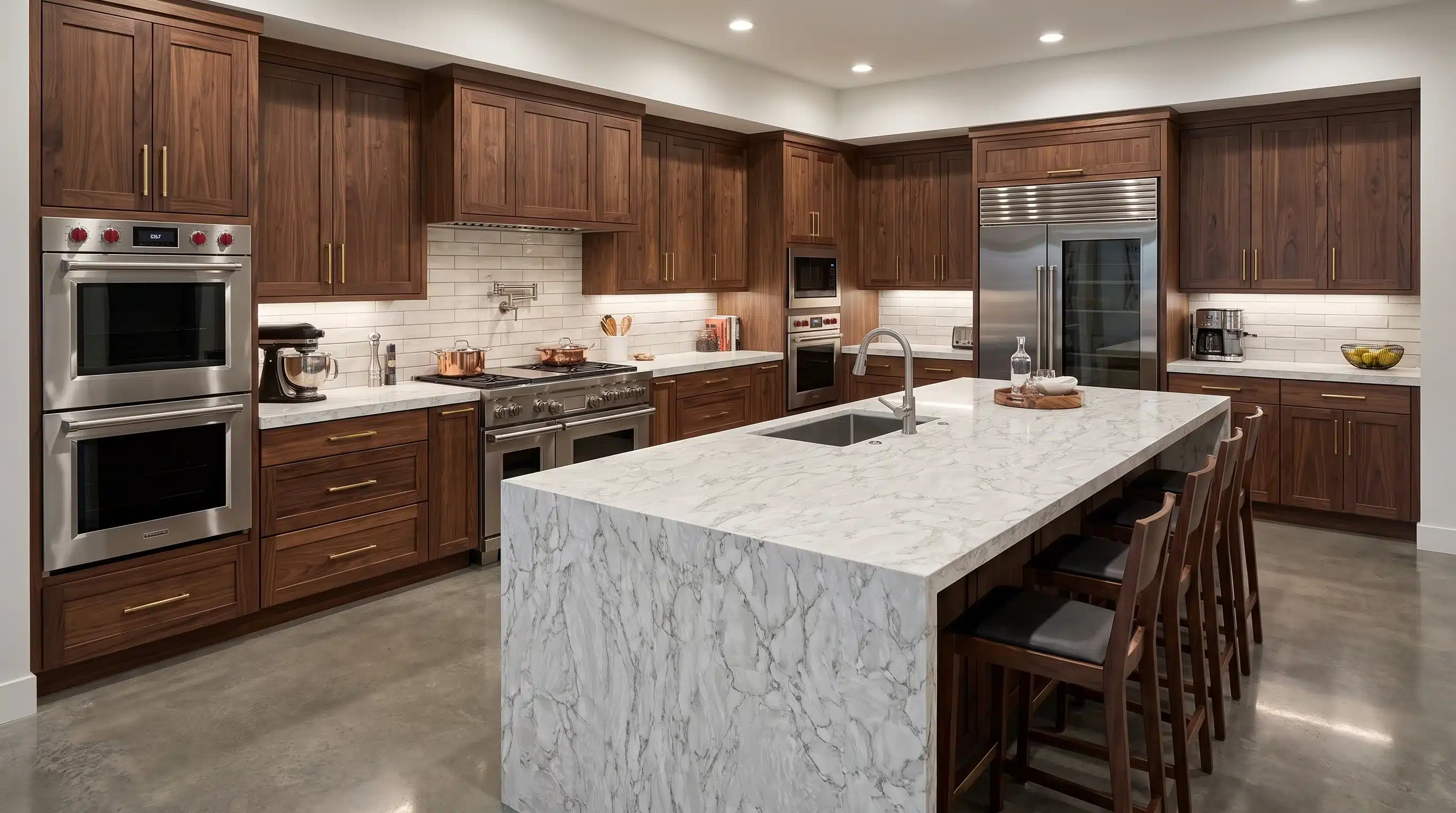 Ortus CQM462 quartz worktop in a wide-angle kitchen setting