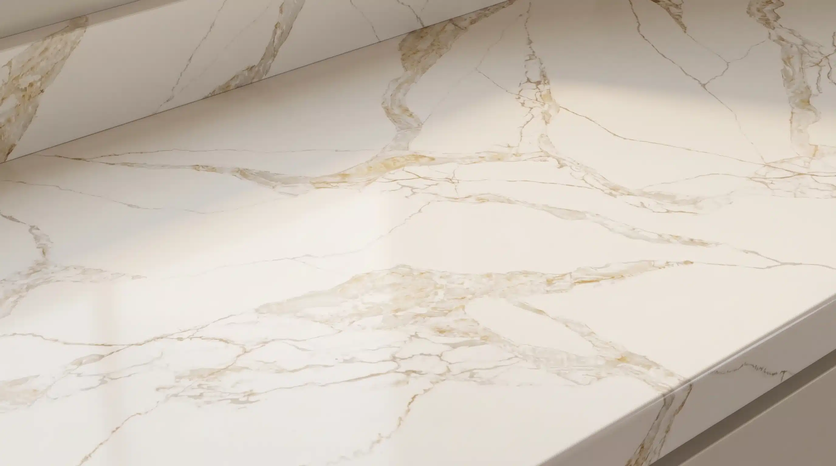 Close-up of Gold Olives CQM478 quartz worktop surface detail