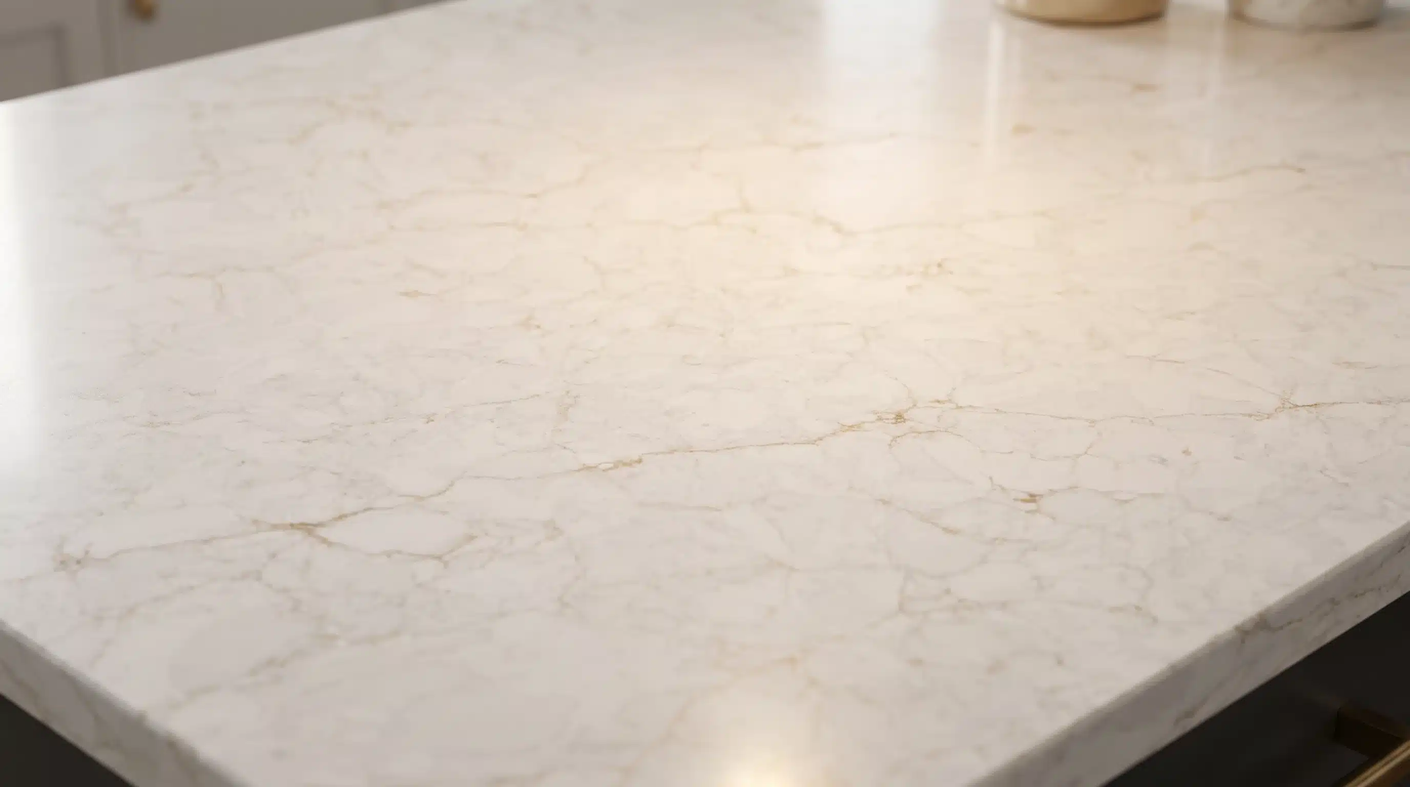 Close-up of Deluxe Gold CQM479 quartz worktop surface detail