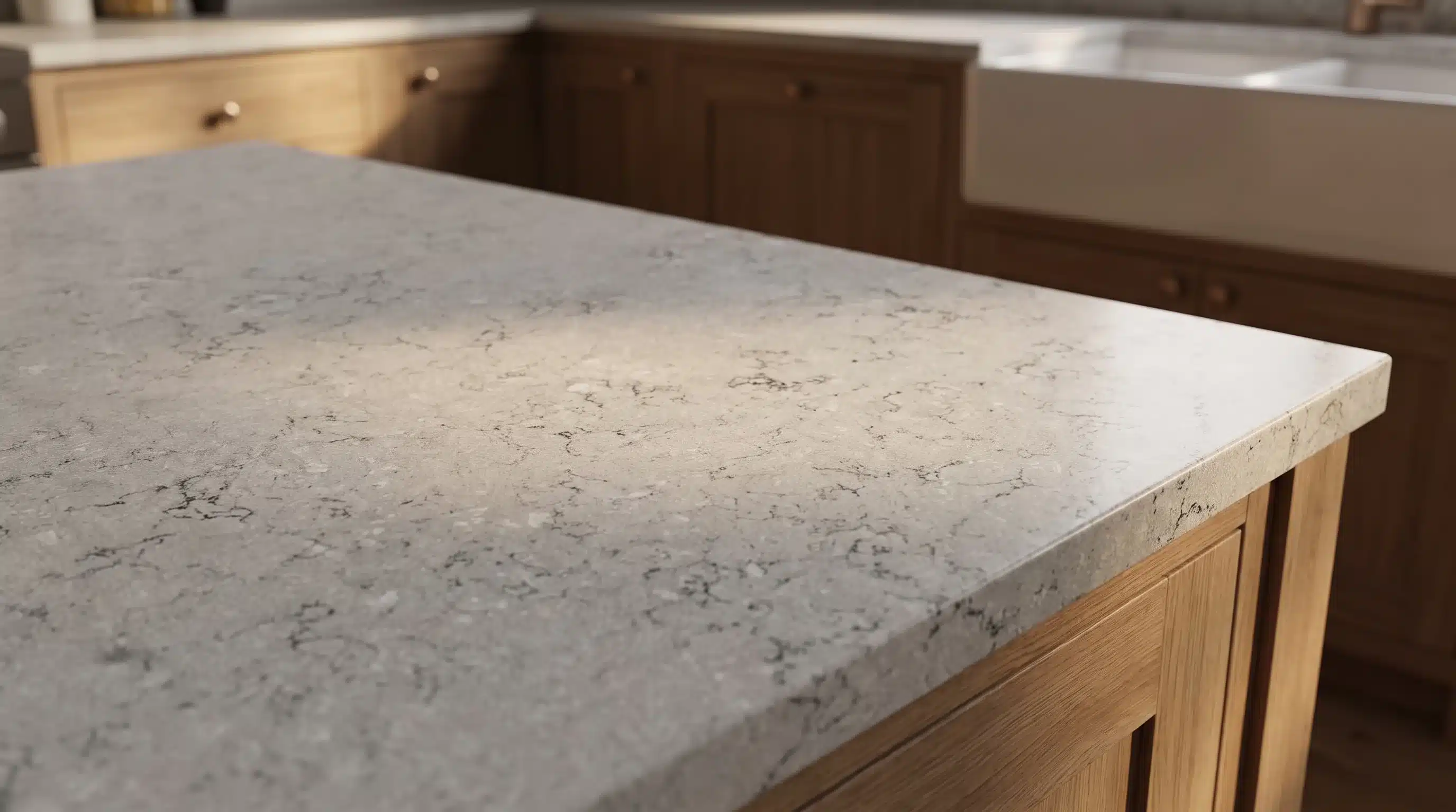Close-up of Tarragona CQP207 quartz worktop surface detail